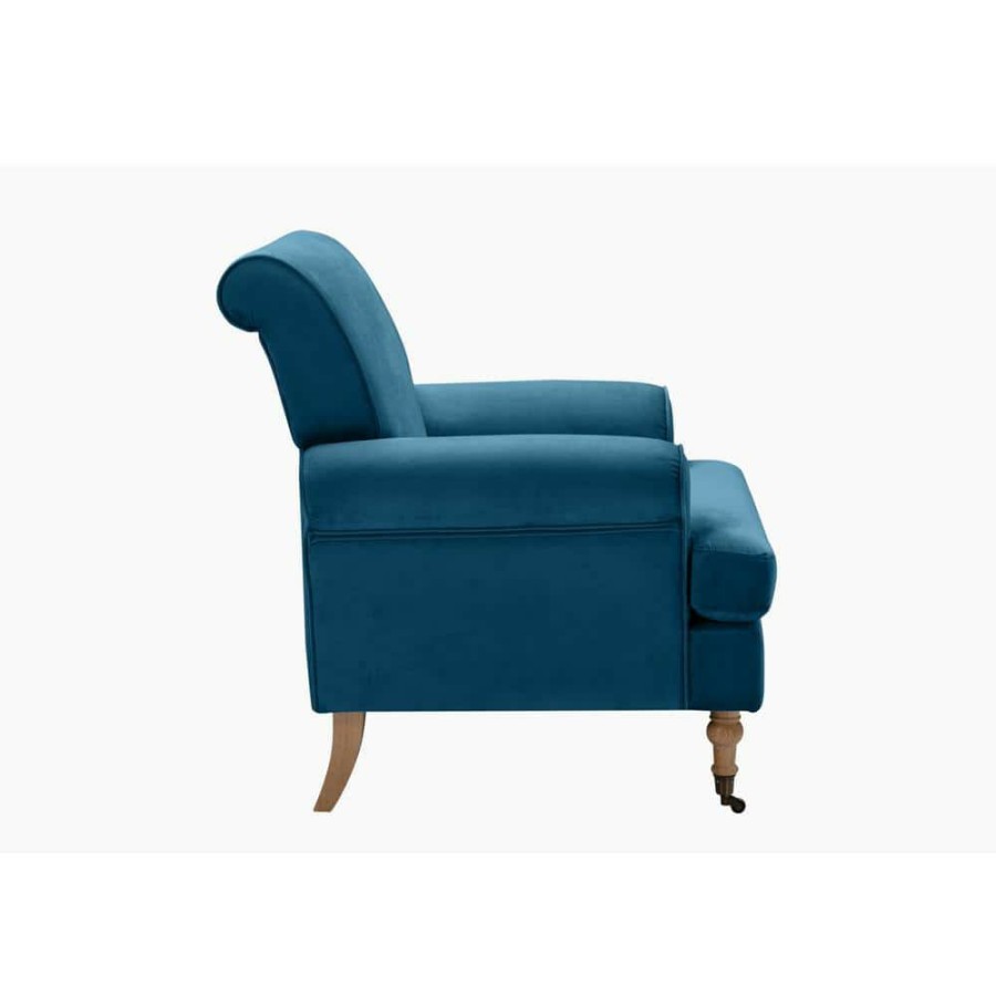 Best * Jakobe Teal Accent Chair Saber Back Leg Velvet By Shabby Chic