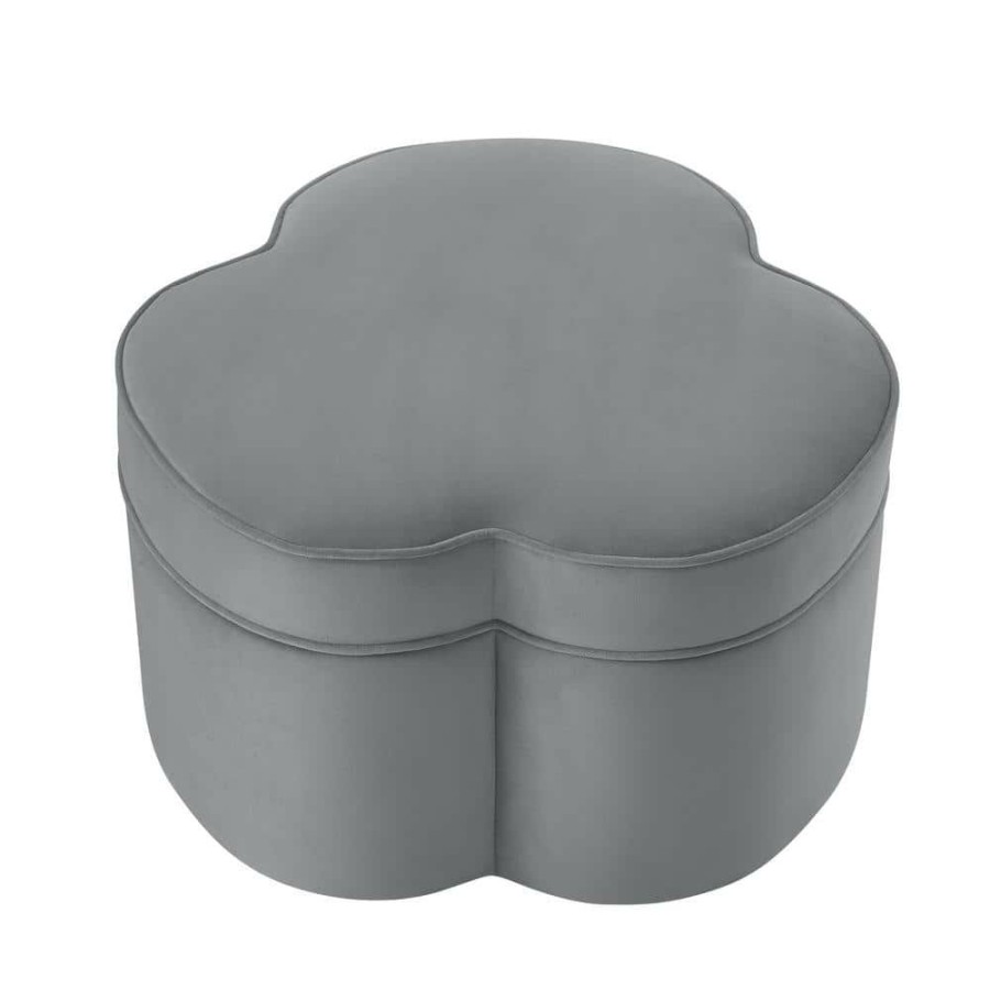 Online * Finleigh Grey Ottoman Upholstered Velvet 28 L X 28 W X 17.7 H By Shabby Chic