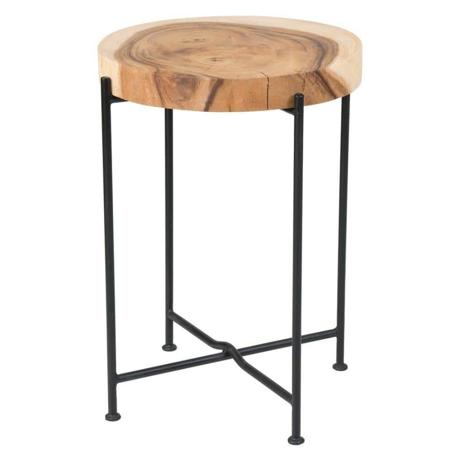 Hot * Rico 19 In. Brown Wash Teak/Iron Accent Table By East At Main