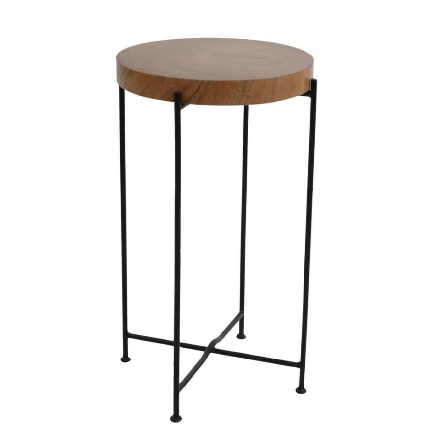 Hot * Rico 19 In. Brown Wash Teak/Iron Accent Table By East At Main