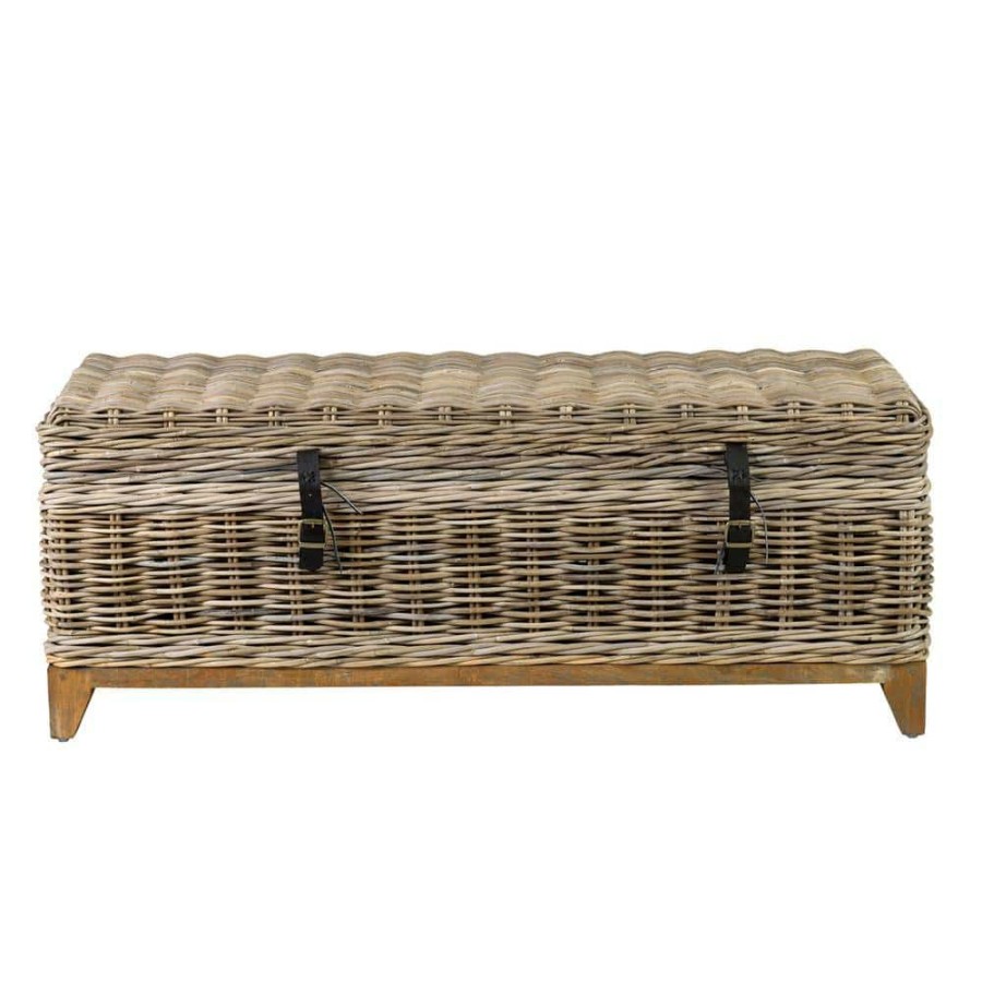 Wholesale * Kai 47 In. Gray Large Rectangle Wicker Coffee Table With Lift Top By East At Main