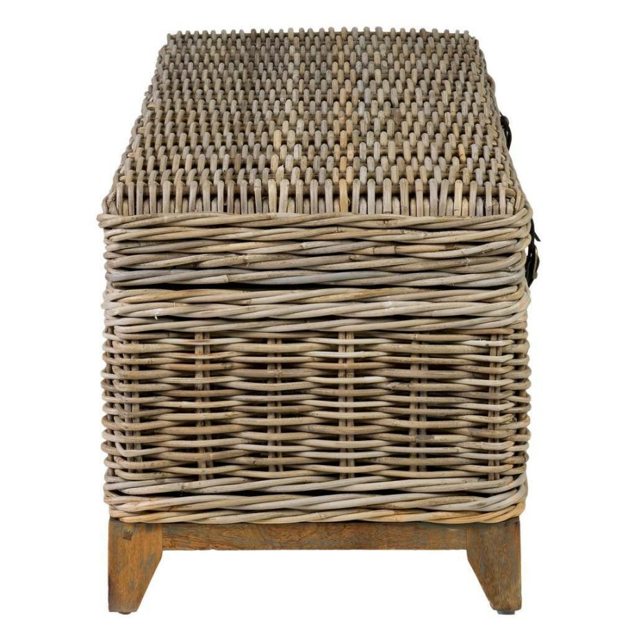 Wholesale * Kai 47 In. Gray Large Rectangle Wicker Coffee Table With Lift Top By East At Main