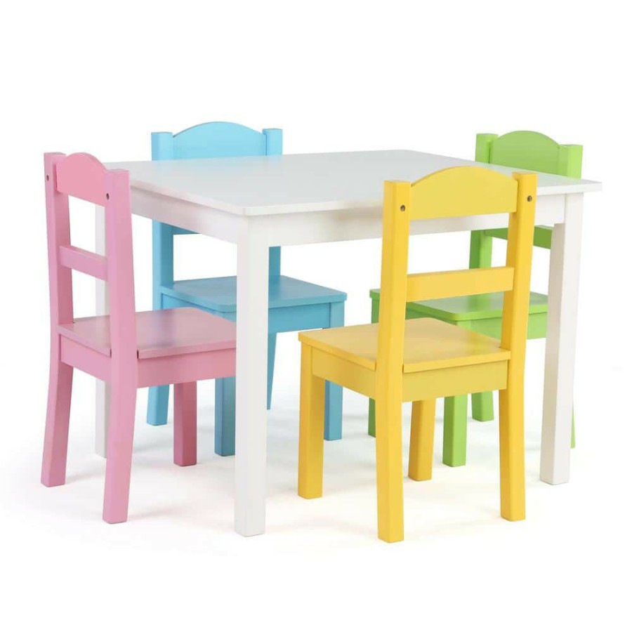 Clearance * Pastel 5-Piece Kids Table And Chair Set By Humble Crew