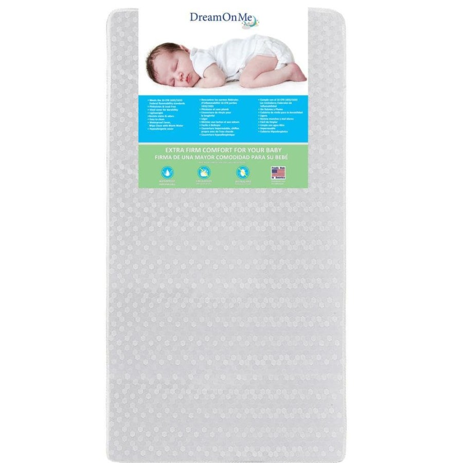 Clearance * Ace 2 In 1 White Honeycomb Firm Fiber Crib And Toddler Bed Mattress By Dream On Me