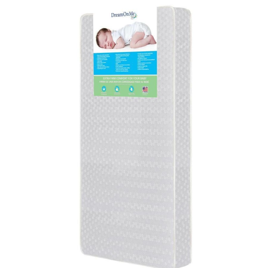 Clearance * Ace 2 In 1 White Honeycomb Firm Fiber Crib And Toddler Bed Mattress By Dream On Me