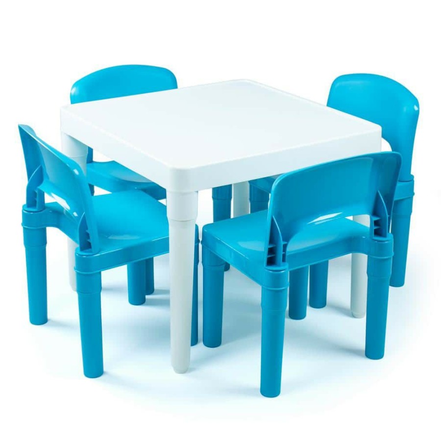 Online * Backyard Blue And White Kids 5-Piece Outdoor Plastic Table And Chair Set By Humble Crew