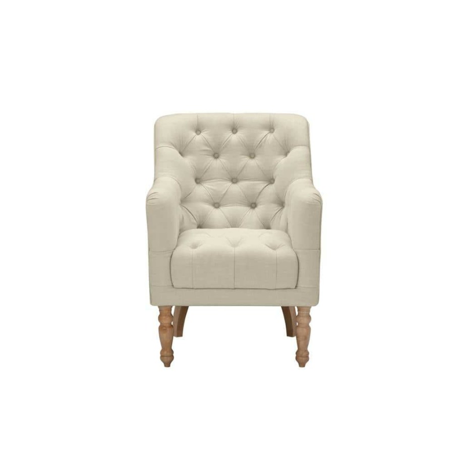 Online * Ansel Light Beige Accent Chair Upholstered Linen By Shabby Chic