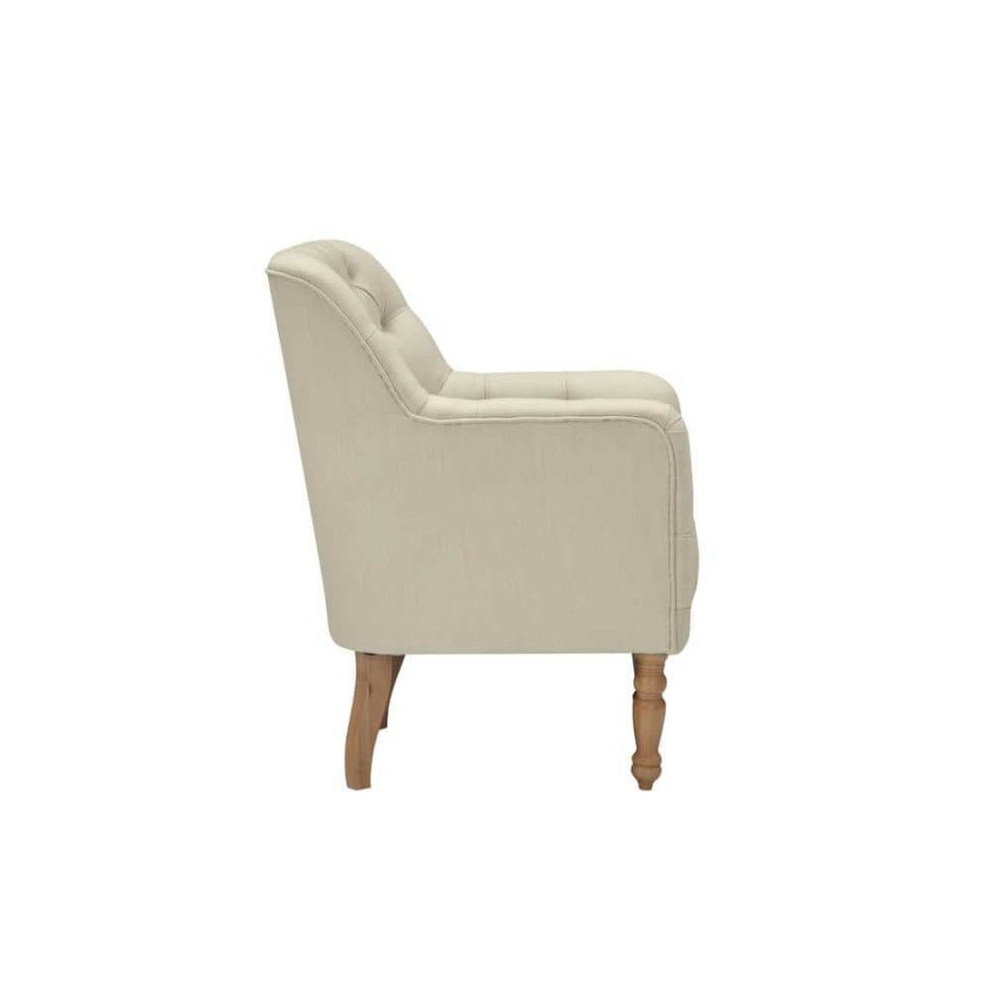 Online * Ansel Light Beige Accent Chair Upholstered Linen By Shabby Chic