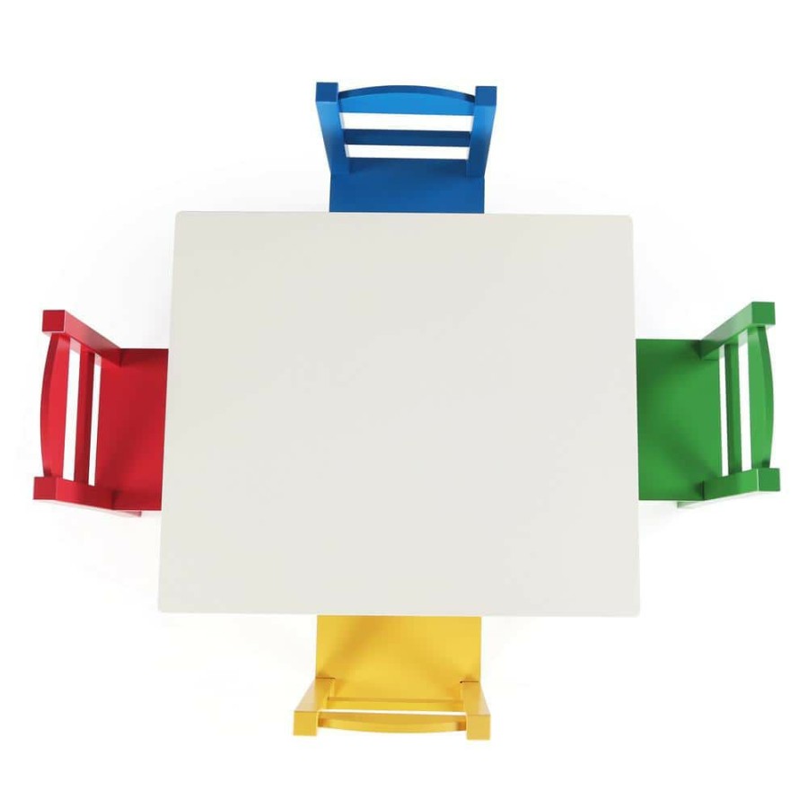 New * Summit 5-Piece White/Primary Kids Table And Chair Set By Humble Crew