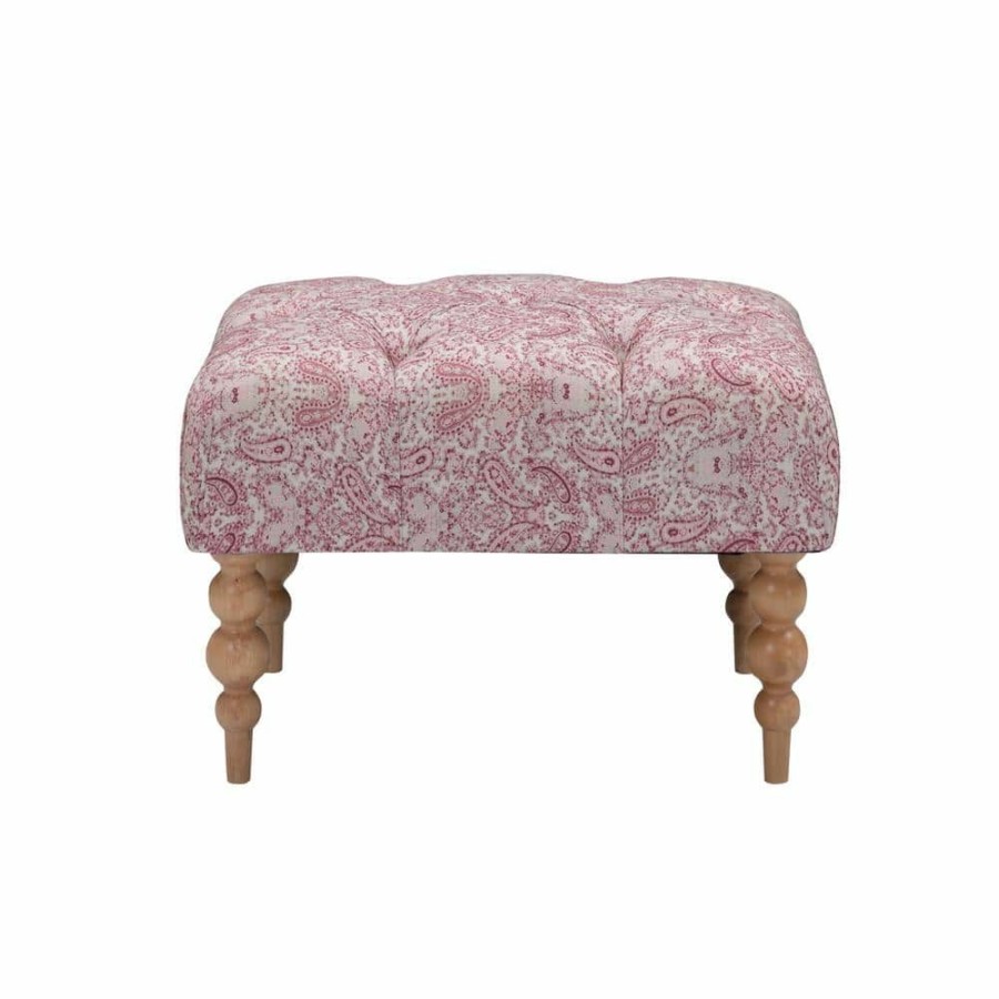 Best * Dina Paisley Red Ottoman Upholstered Linen By Shabby Chic