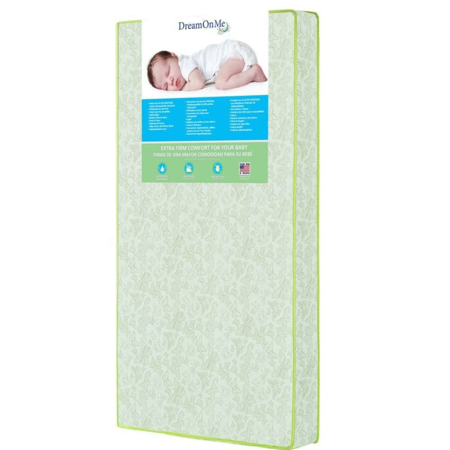 Clearance * Little Butterflies 6 Inch 2 In 1 Green Foam Core Crib And Toddler Bed Mattress By Dream On Me