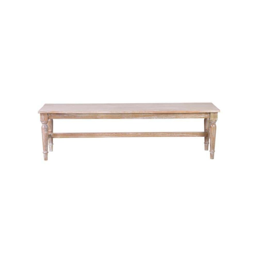 Clearance * Patricia Natural Dining Bench With Mindi Wood, 16.9 In. X 58.8 In. X 13.8 In. By East At Main