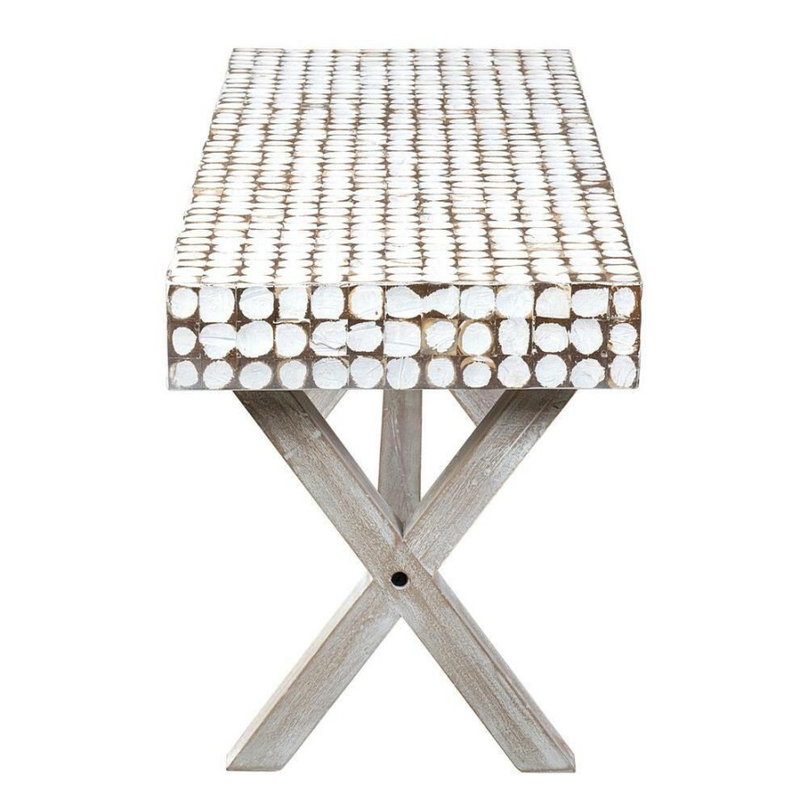 New * 47 In. X 16 In. X 18 In. Coco White Coconut Shell Wash Bench By East At Main