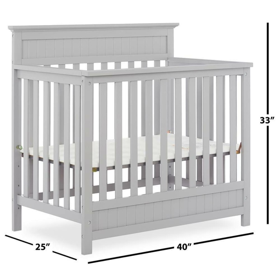 Best * Harbor 4-In-1 Pebble Grey Convertible Mini Crib By Dream On Me