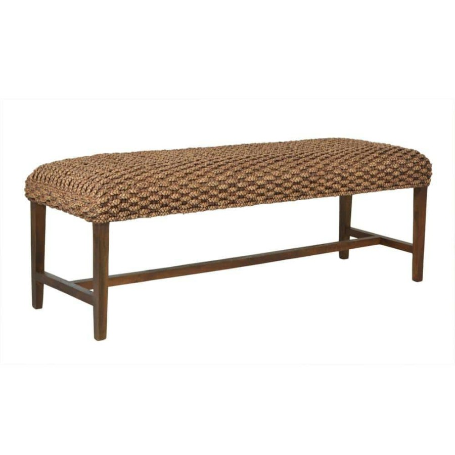 New * Baldwin Natural Abaca Rattan Bench, 18.5 In. X 18 In. X 55 In. By East At Main