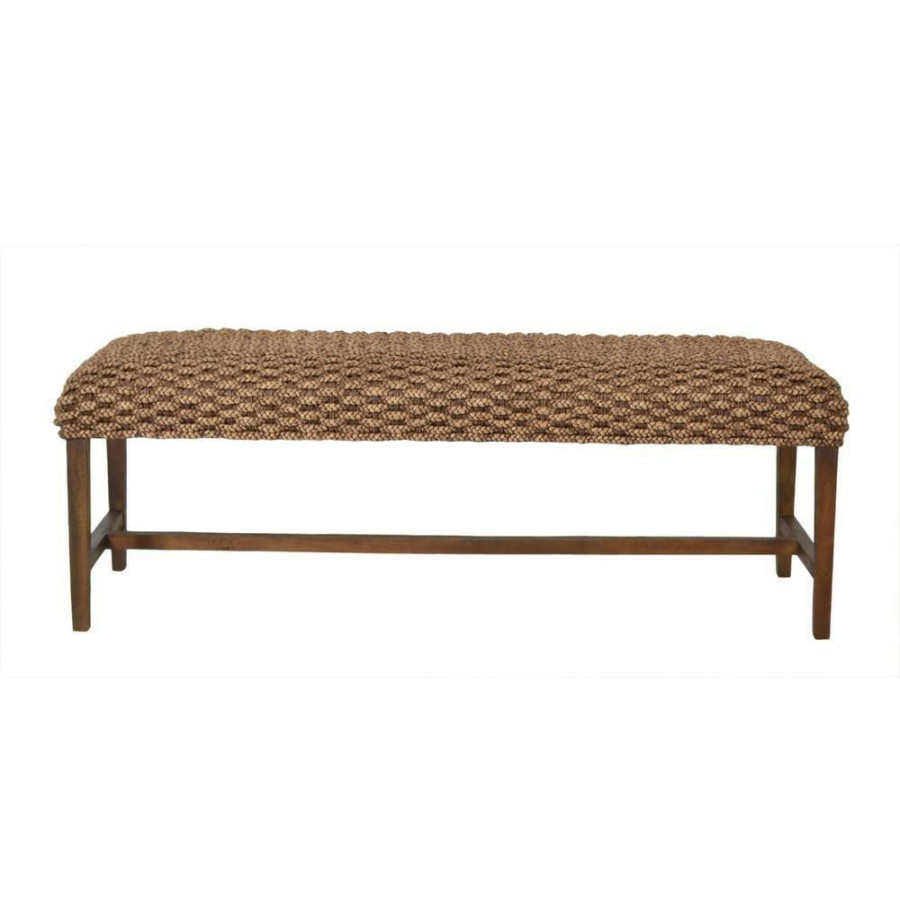 New * Baldwin Natural Abaca Rattan Bench, 18.5 In. X 18 In. X 55 In. By East At Main