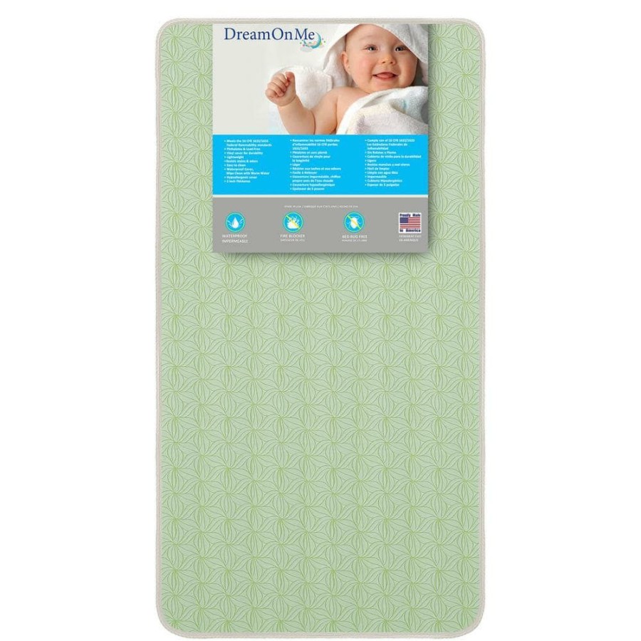 Clearance * Bedtime 150 Ultra Coil Inner Green With Taffeta Spring Standard Crib And Toddler Bed Mattress By Dream On Me