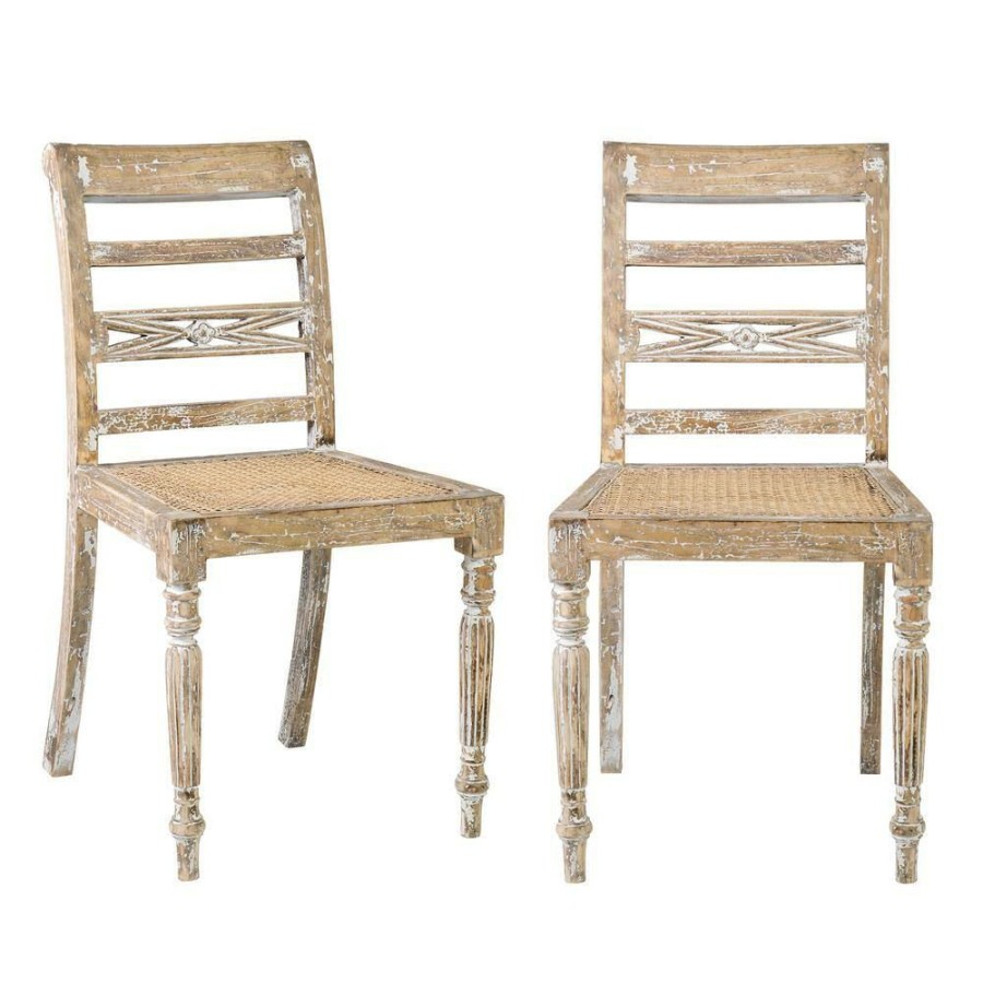 New * Alexandra Natural Mindi Wood Dining Chair (Set Of 2) By East At Main