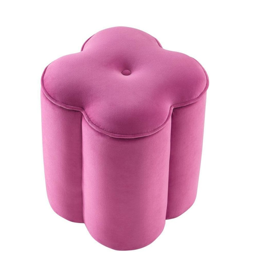 Best * Journei Fuchsia Ottoman Upholstered Velvet 17.5 L X 17.5 W X 18.5 H By Shabby Chic