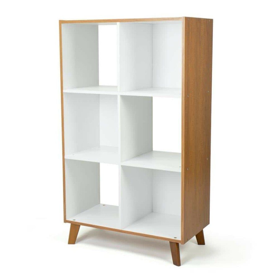 Hot * Wood/White Morgan 6 Cube Toy Storage Mid-Century Organizer By Humble Crew