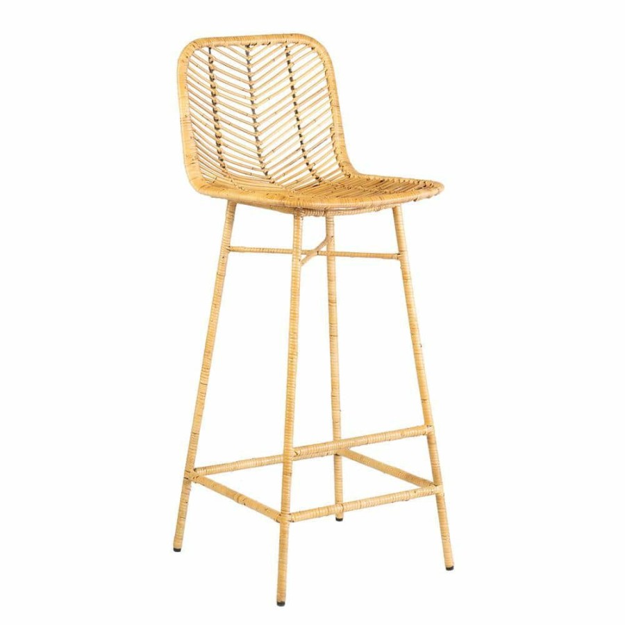 Online * 30 In. Natural Paradiso Rattan Bar Stool With Wrapped Metal Legs By East At Main