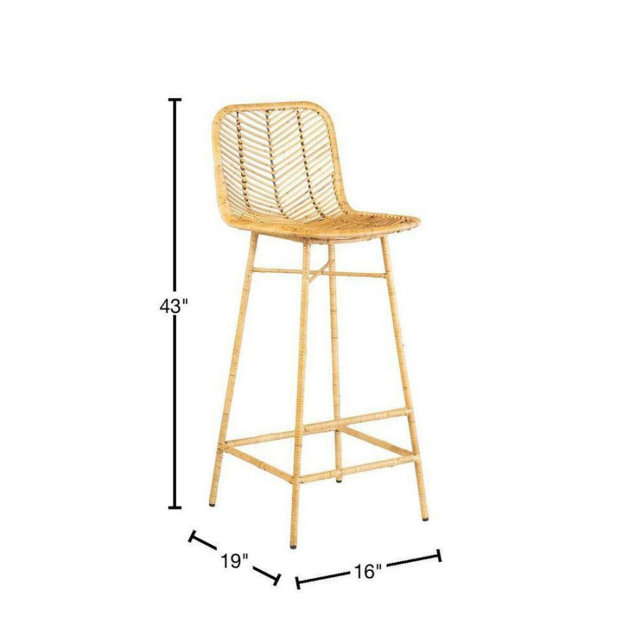 Online * 30 In. Natural Paradiso Rattan Bar Stool With Wrapped Metal Legs By East At Main