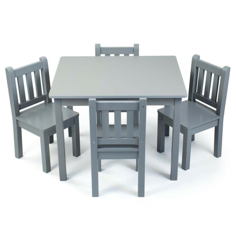 Hot * Camden 5-Piece Grey Rectangle Top Wood Toddler Table And Chair Set By Humble Crew