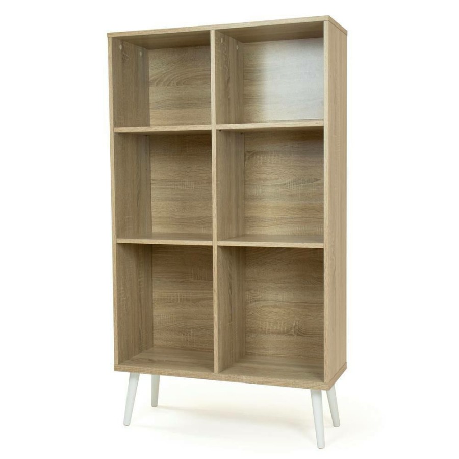 Hot * 55 In. H Stockholm Light Oak/White Composite Wood 6 -Shelf Accent Bookcase With Adjustable Storage Cubes By Humble Crew