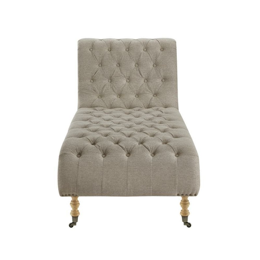 Wholesale * Soleil Taupe Chair Button Tufted Linen 67 L X 30.5 W X 36 H By Shabby Chic