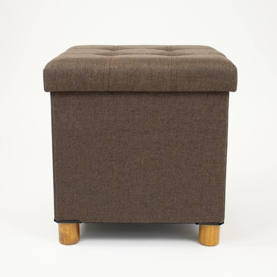 Hot * Brown Collapsible Cube Storage Ottoman Foot Stool With Tray By Humble Crew