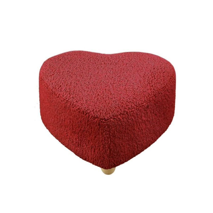 New * Yousif Red Ottoman Upholstered Sherpa 25.2 In. L X 25.2 In. W X 13.3 In. H By Shabby Chic