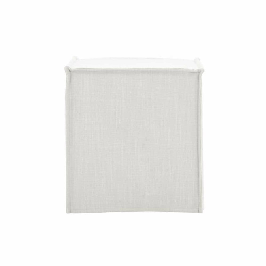 Clearance * Edmund Pure White Ottoman Upholstered Linen By Shabby Chic