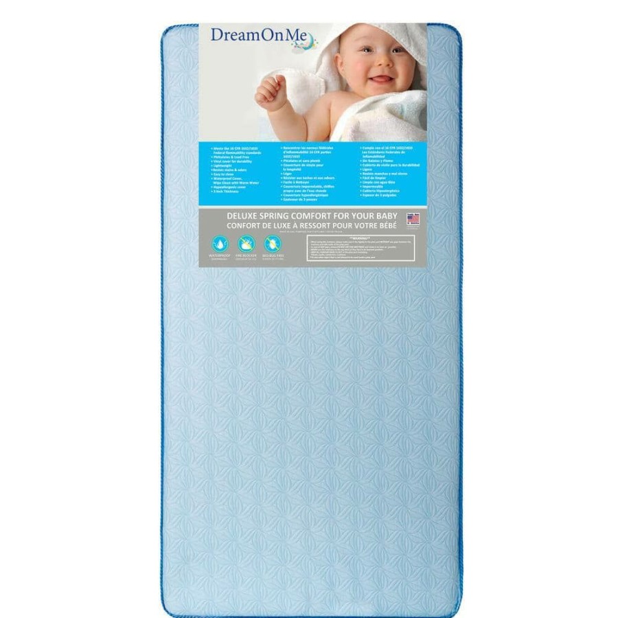 Wholesale * Moonlight Blue Crib And Toddler 130 Coil Mattress By Dream On Me