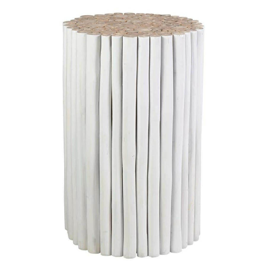 Online * Serenity White Teak Round Stool By East At Main