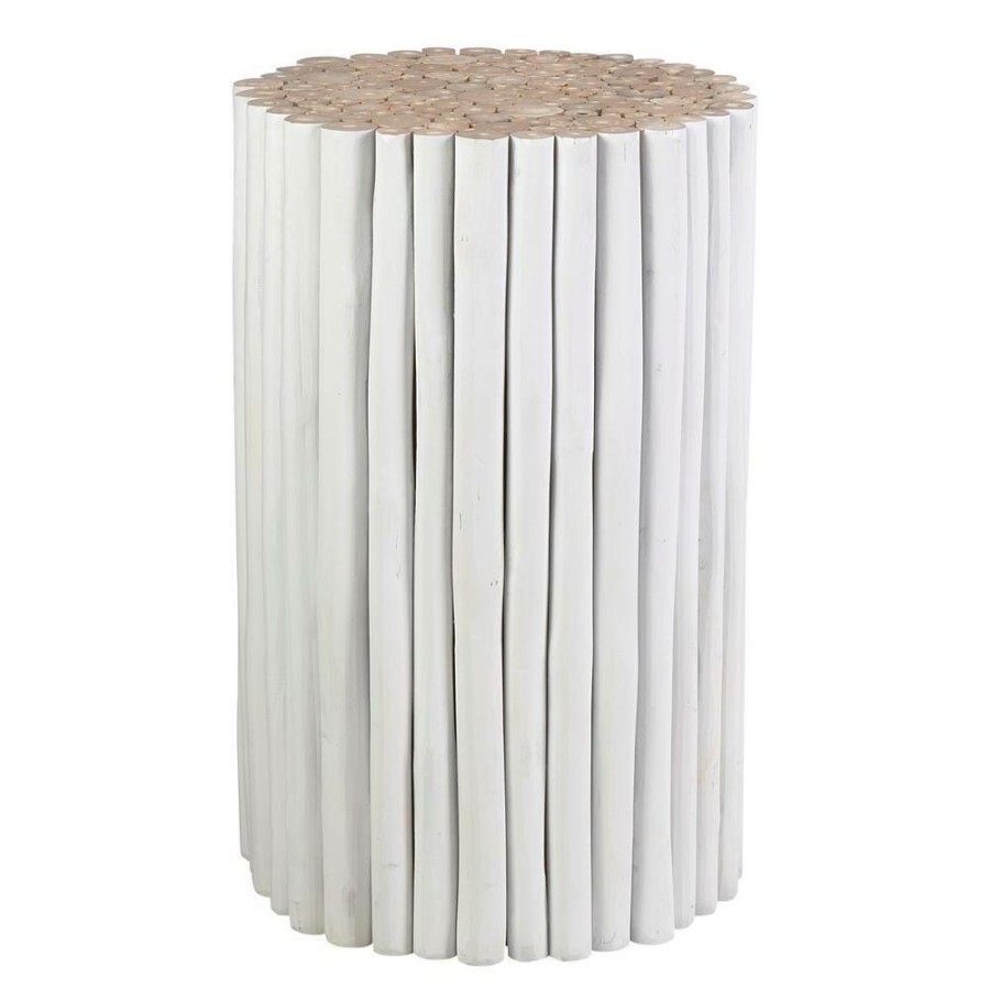 Online * Serenity White Teak Round Stool By East At Main