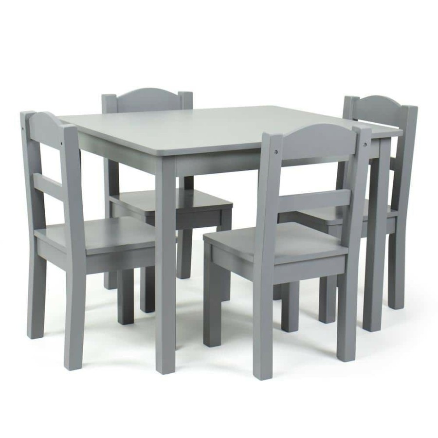 Wholesale * Kids Grey Wood Table And 4-Chair Set, Grey, Camden Collection By Humble Crew