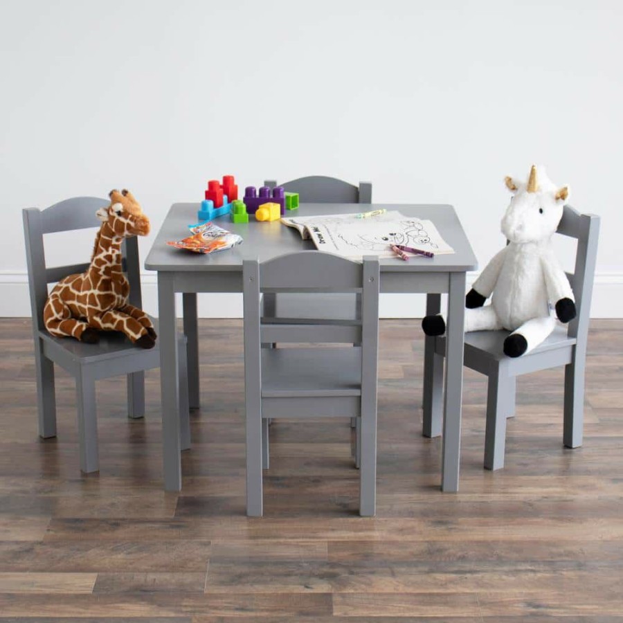 Wholesale * Kids Grey Wood Table And 4-Chair Set, Grey, Camden Collection By Humble Crew