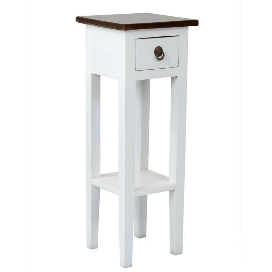 New * Rico 32 In. White Mahogany Accent Table By East At Main