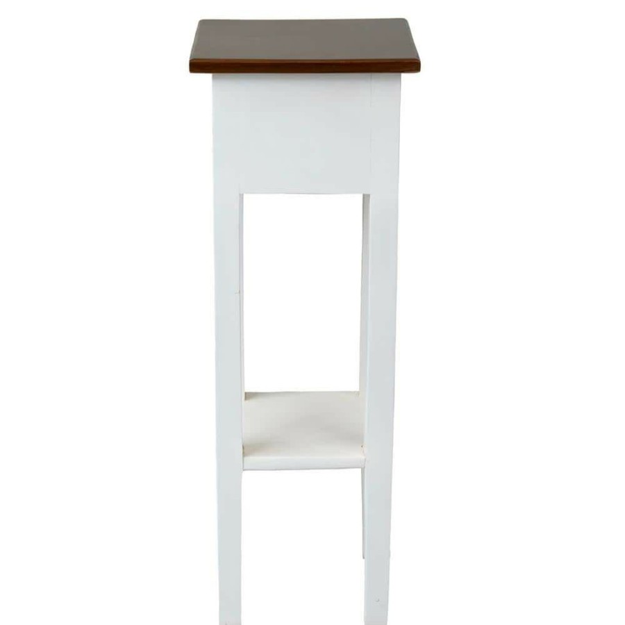 New * Rico 32 In. White Mahogany Accent Table By East At Main