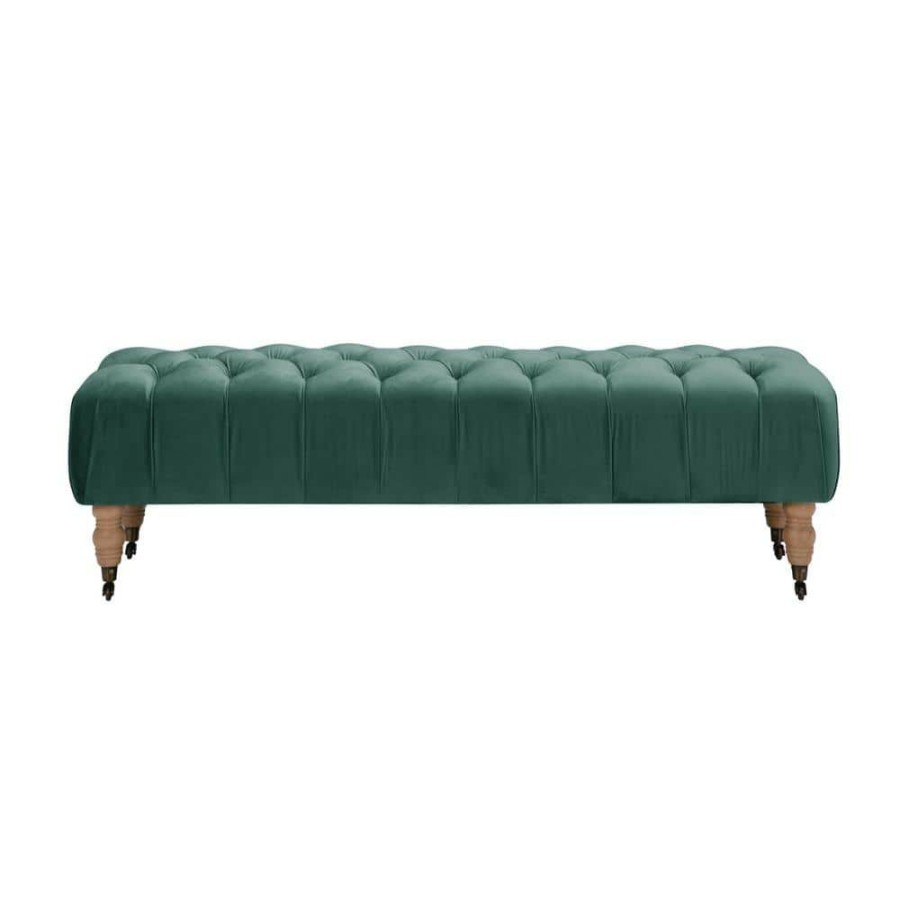 Hot * Dhruv Hunter Green Bench Upholstered Velvet By Shabby Chic