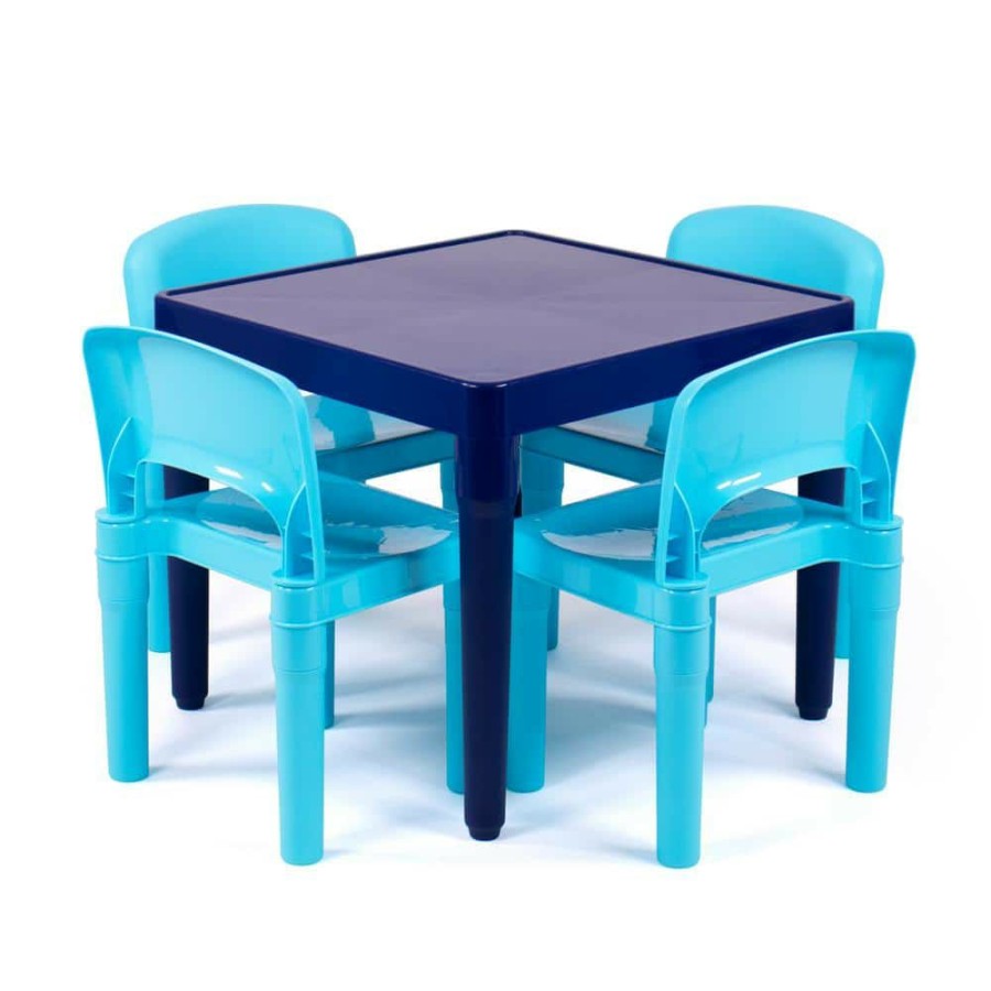 Online * Jordan 5-Piece Multi Blue Square Kids Lightweight Plastic Top Table And Chair Set By Humble Crew