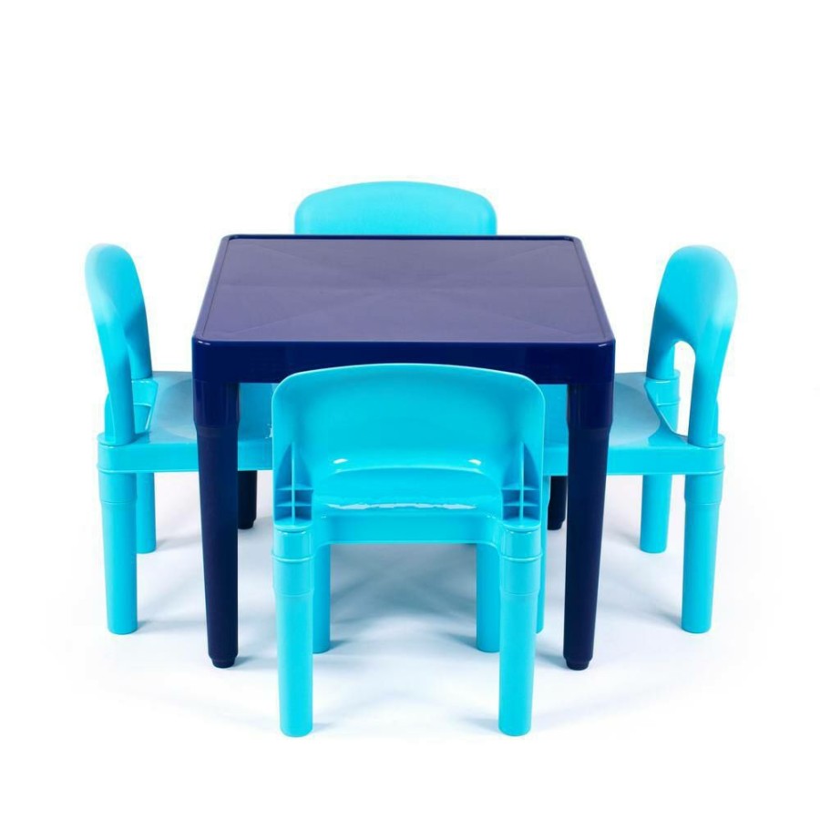 Online * Jordan 5-Piece Multi Blue Square Kids Lightweight Plastic Top Table And Chair Set By Humble Crew