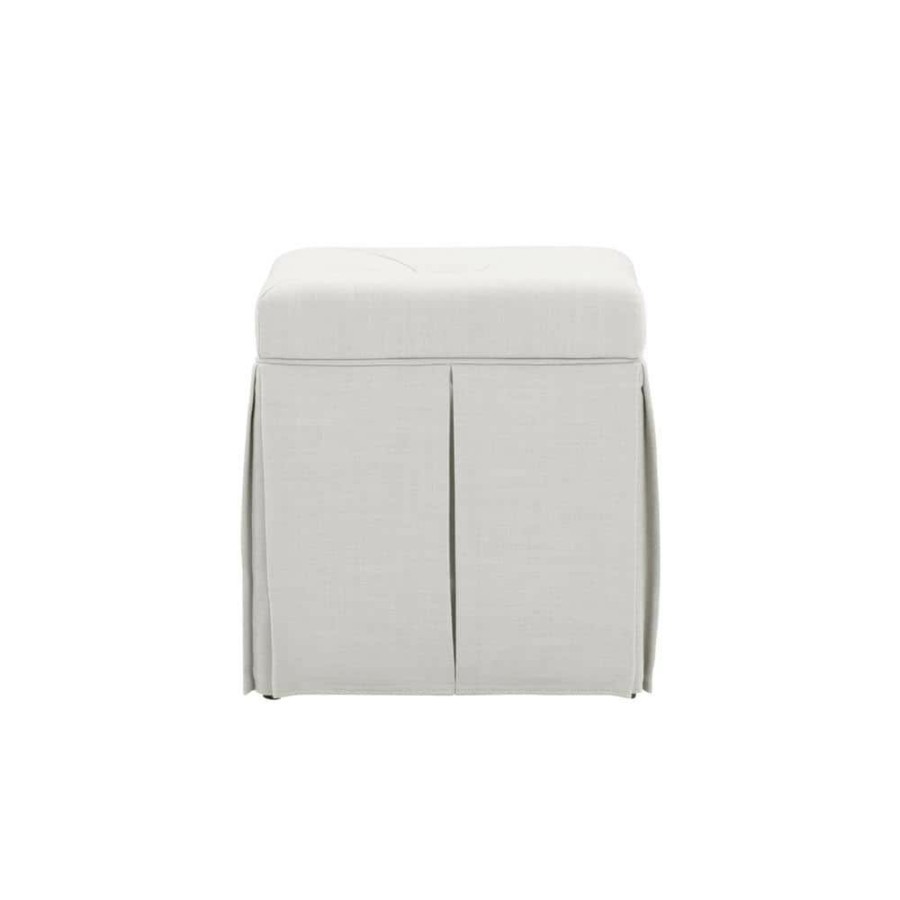 Best * Jakayla Pure White Ottoman Single Tuft Linen By Shabby Chic