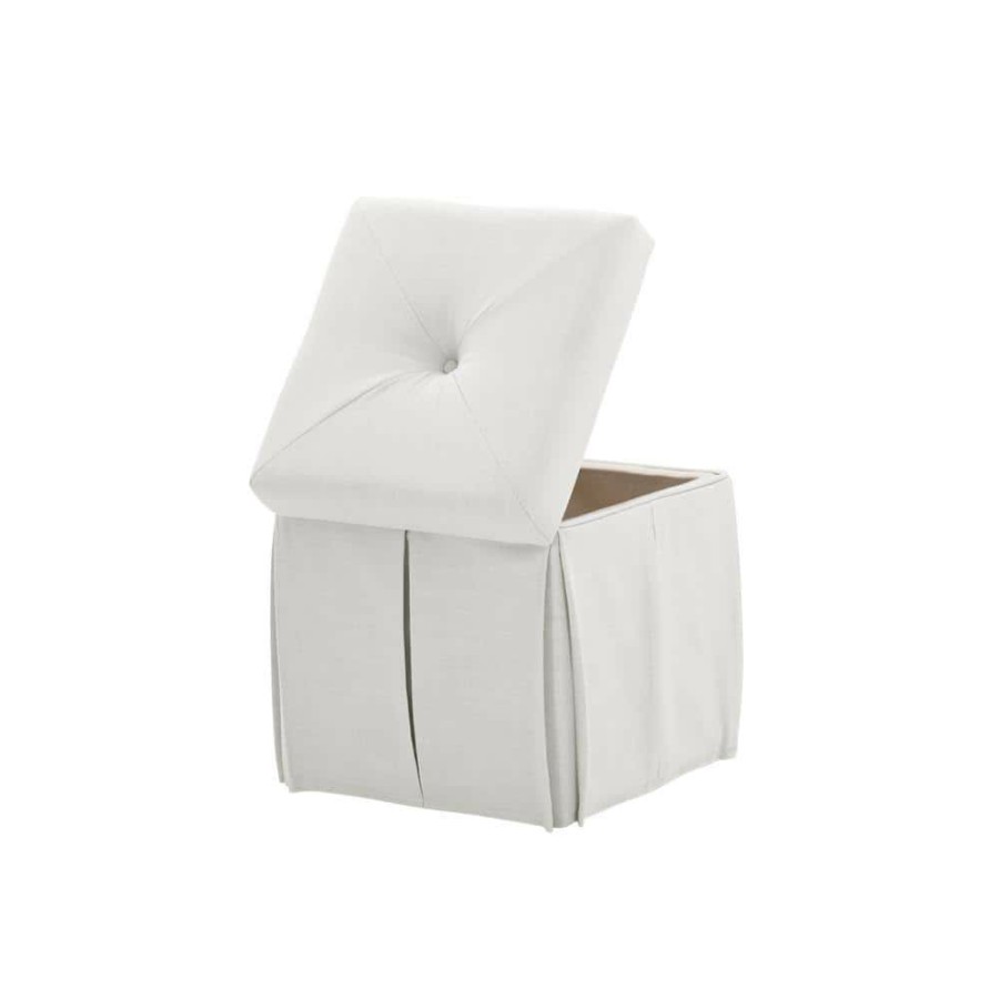 Best * Jakayla Pure White Ottoman Single Tuft Linen By Shabby Chic