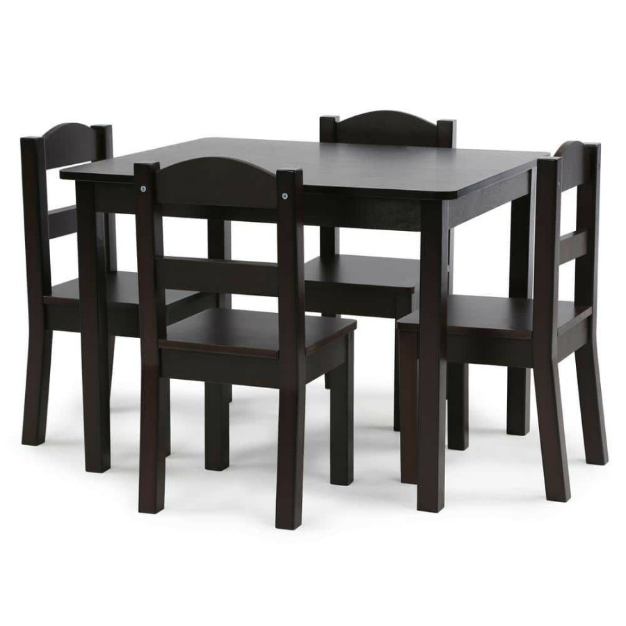 New * Espresso Collection 5-Piece Espresso Table And Chair Set By Humble Crew