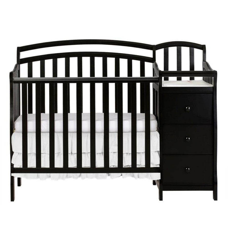 Hot * Casco 4-In-1 Black Mini Crib And Changing Table By Dream On Me