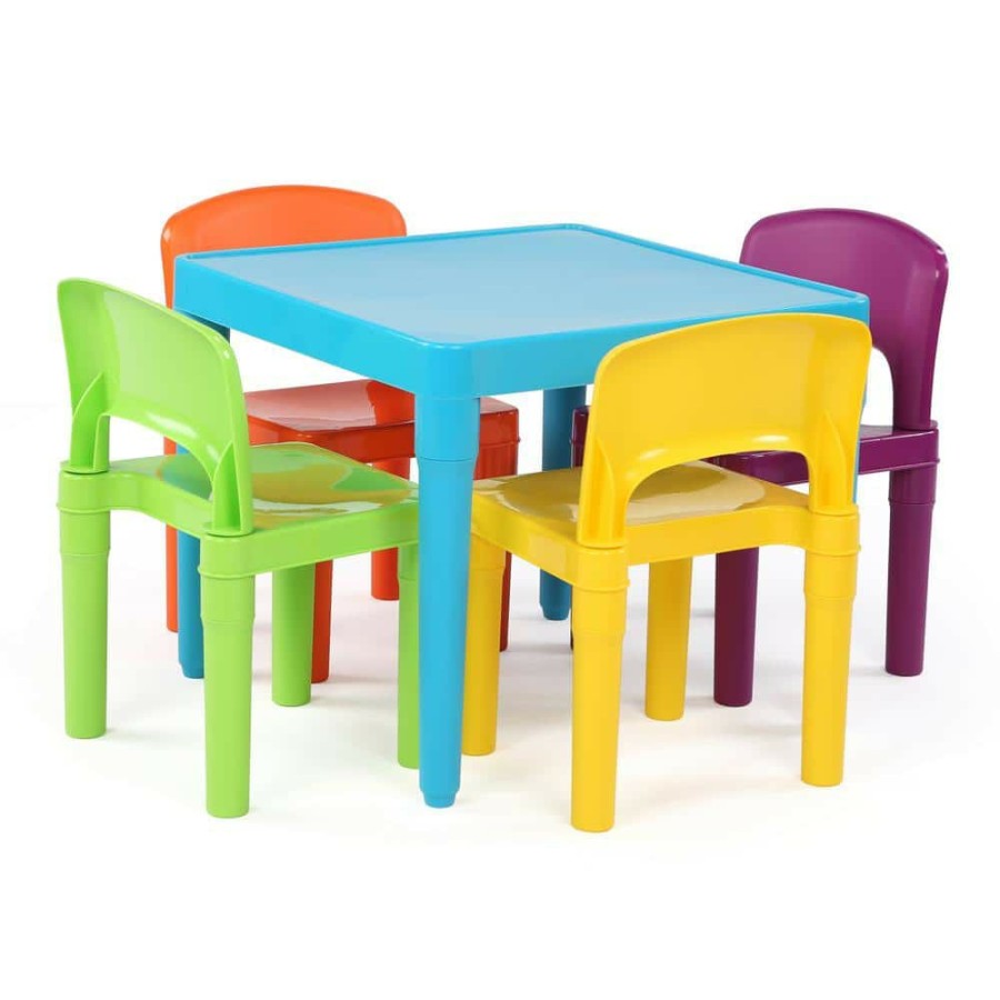 Best * Playtime 5-Piece Aqua Kids Plastic Table And Chair Set By Humble Crew