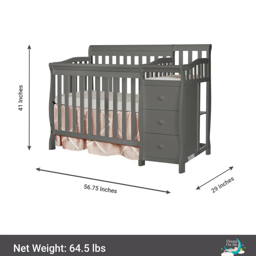 Online * Jayden 4-In-1 Steel Grey Mini Convertible Crib And Changer By Dream On Me