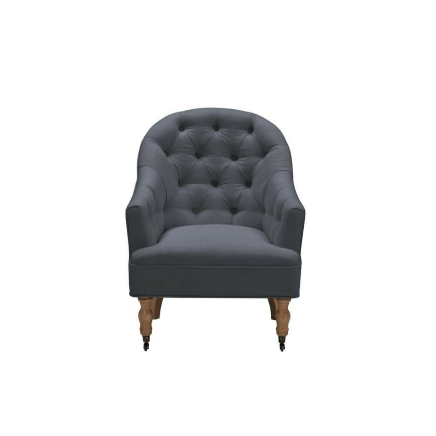 Hot * Tallulah Dark Grey Accent Chair Upholstered Linen By Shabby Chic