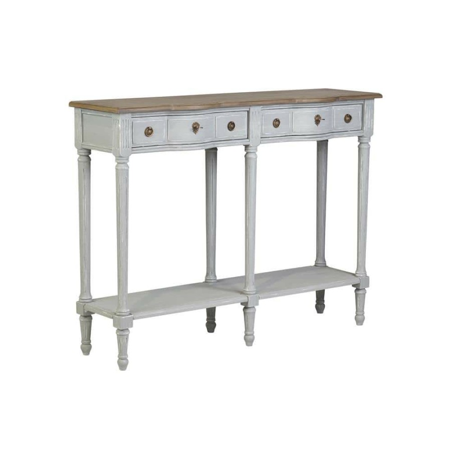 Clearance * Julieth 32 In. Gray Standard Rectangle Bayur Wood Console Table With Drawers By East At Main